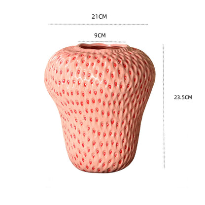 DecorBites™ Strawberry Cartoon Ceramic Vase for Kids Room