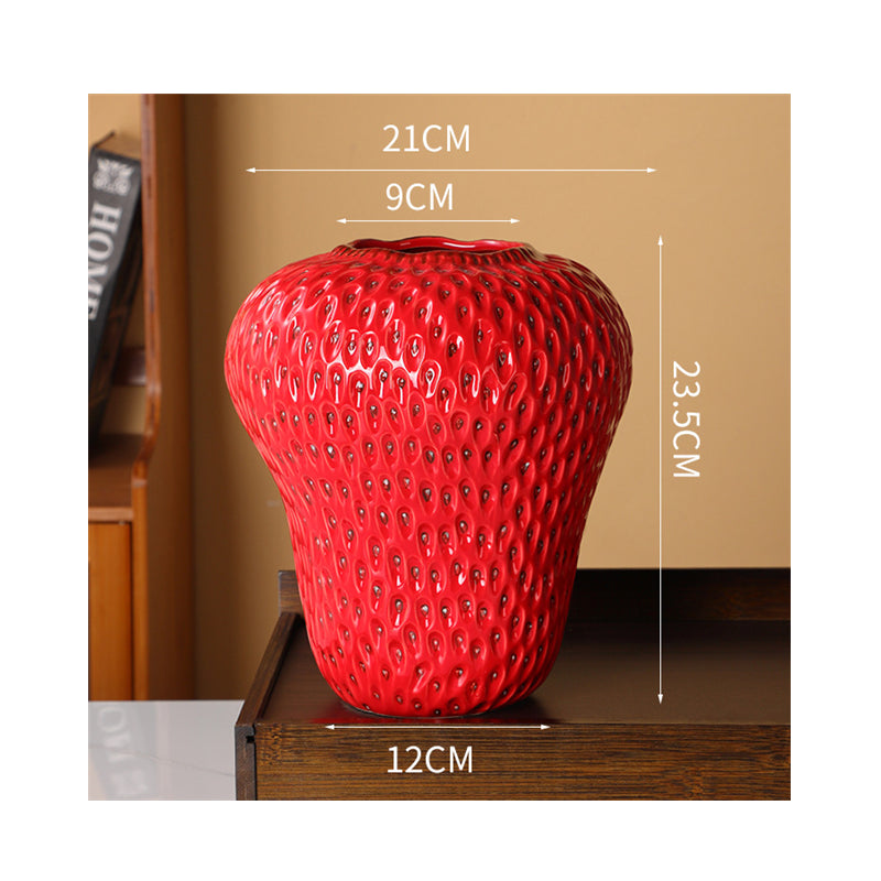 DecorBites™ Strawberry Cartoon Ceramic Vase for Kids Room