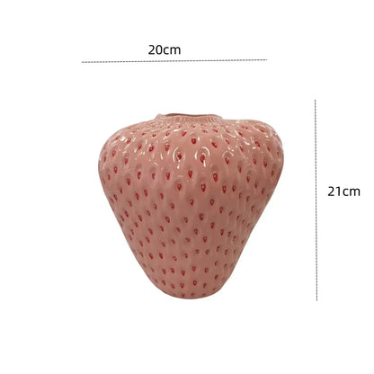 Vibrant red strawberry cartoon ceramic vase for kids room