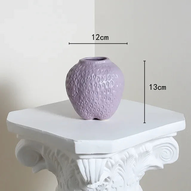 DecorBites™ Strawberry Cartoon Flower Vase for Home Décor