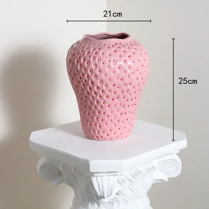 DecorBites™ Strawberry Cartoon Flower Vase for Home Décor