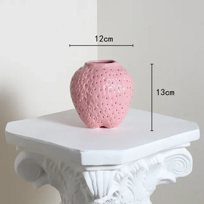 DecorBites™ Strawberry Cartoon Flower Vase for Home Décor