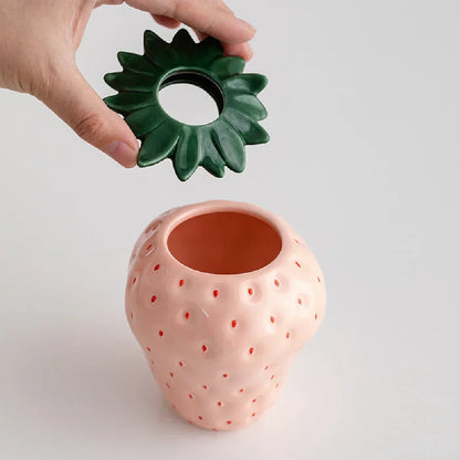 DecorBites™ Strawberry Shaped Ceramic Planter Pot
