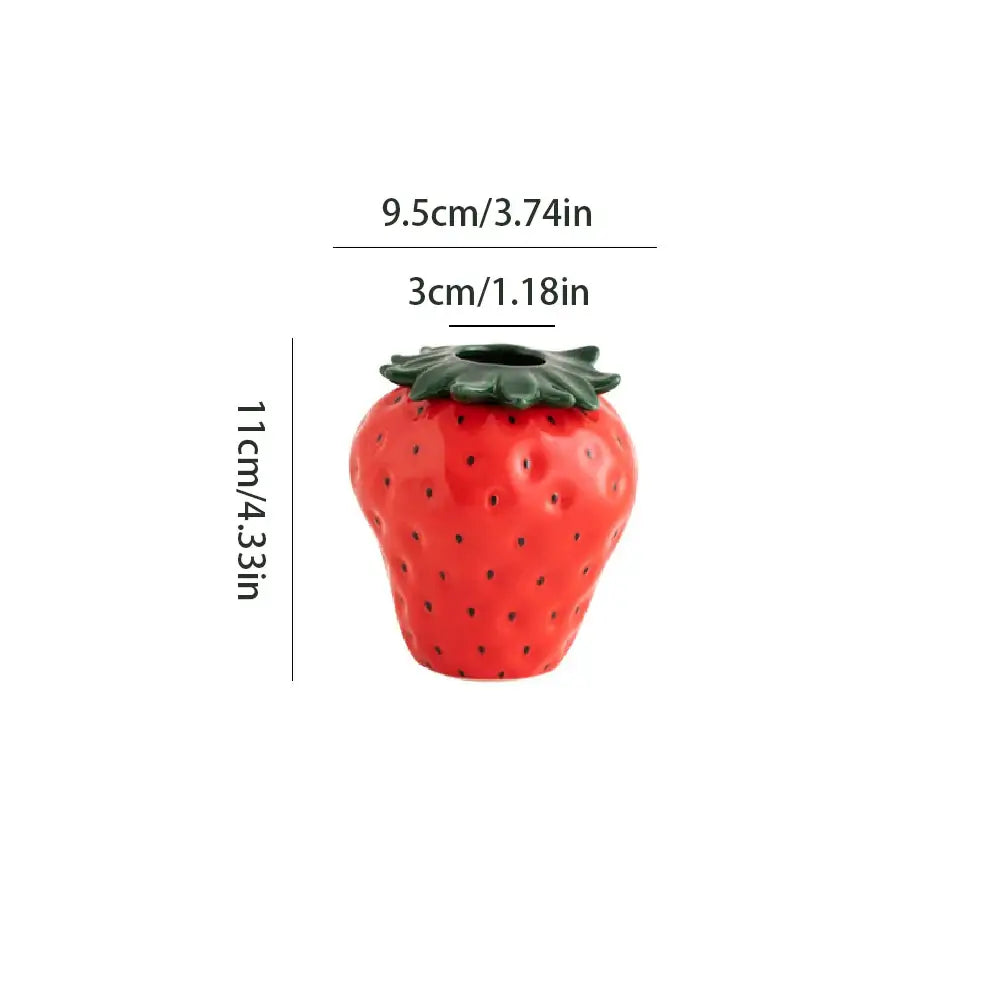 Red and green strawberry shaped ceramic planter pot kitchen decor