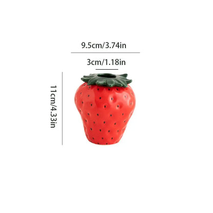 Red and green strawberry shaped ceramic planter pot kitchen decor