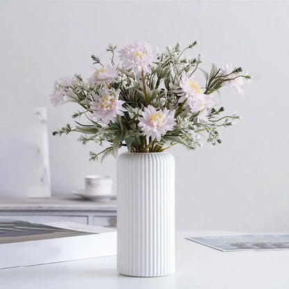 Black striped ceramic-like plastic vase living room decor