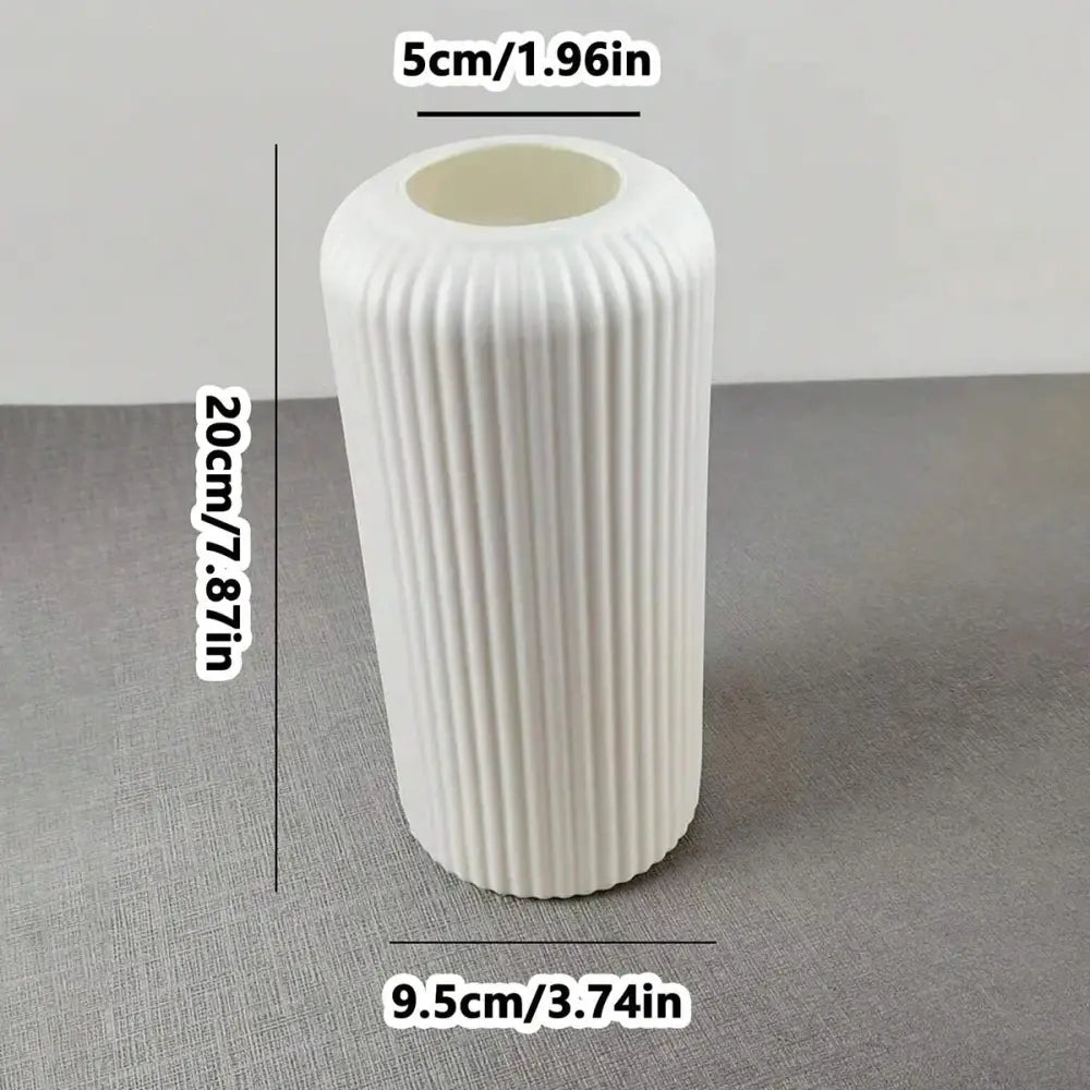 Black striped ceramic-like plastic vase living room decor