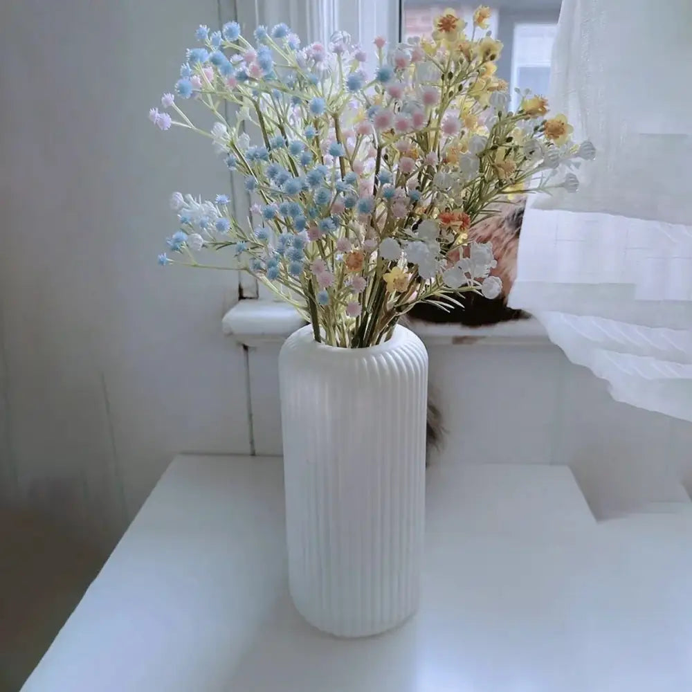 Black striped ceramic-like plastic vase living room decor