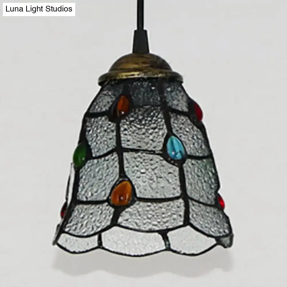Tiffany amber stained glass trumpet ceiling lamp dining room pendant
