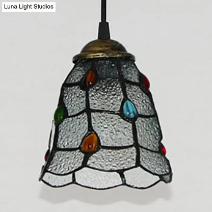 Tiffany amber stained glass trumpet ceiling lamp dining room pendant