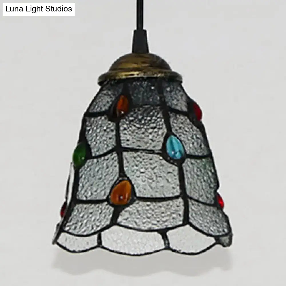 Tiffany amber stained glass trumpet ceiling lamp dining room pendant