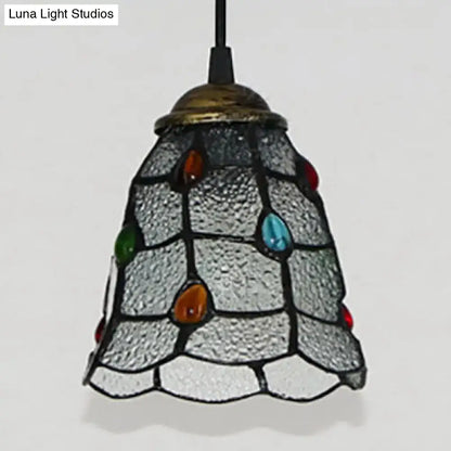 Tiffany amber stained glass trumpet ceiling lamp dining room pendant