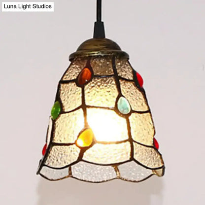 Tiffany amber stained glass trumpet ceiling lamp dining room pendant