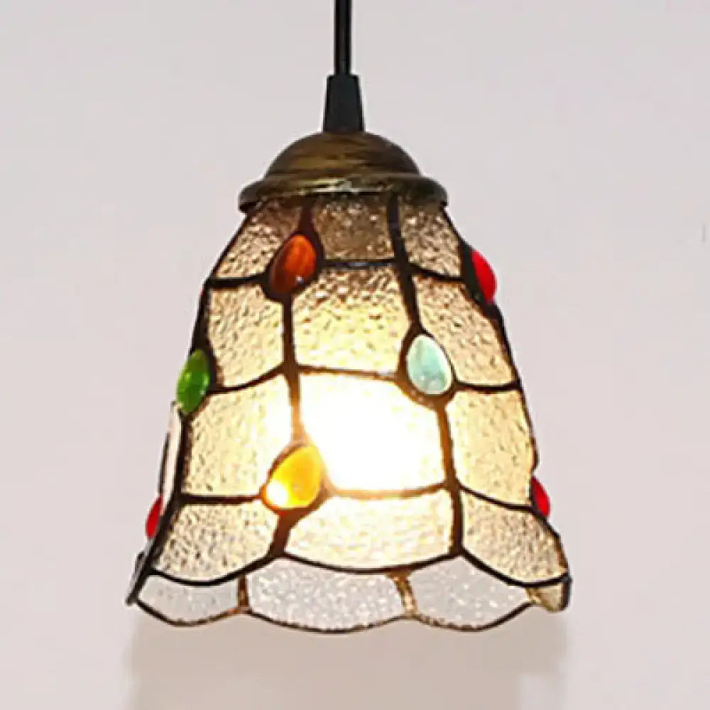 Tiffany amber stained glass trumpet ceiling lamp dining room pendant