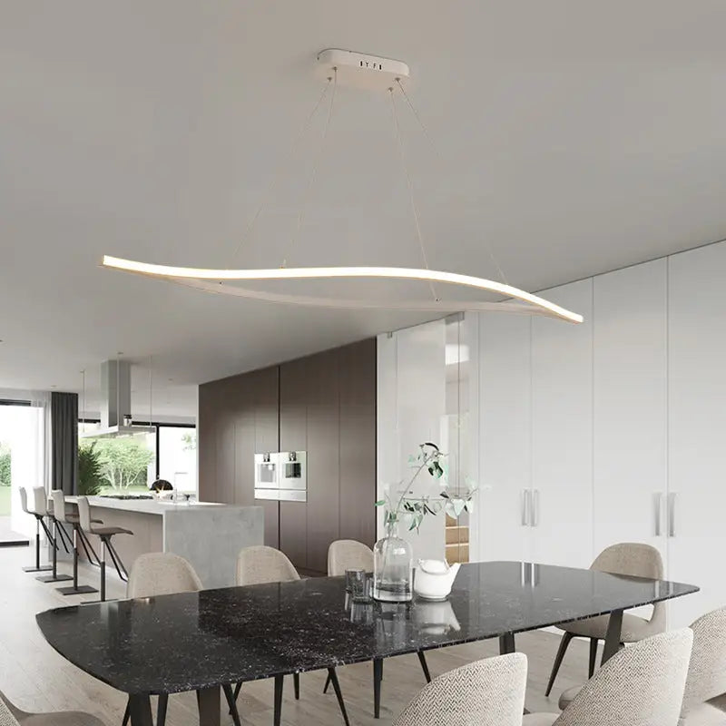 Modern black & white aluminum leaf led island light for dining room