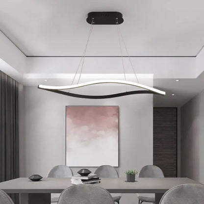 Modern black & white aluminum leaf led island light for dining room