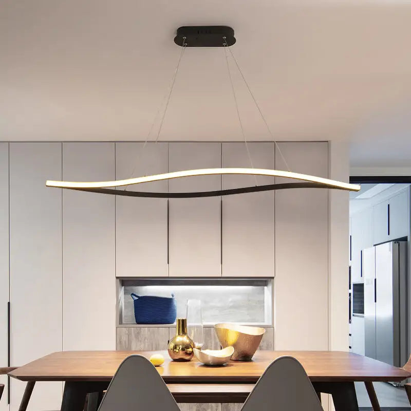 Modern black & white aluminum leaf led island light for dining room