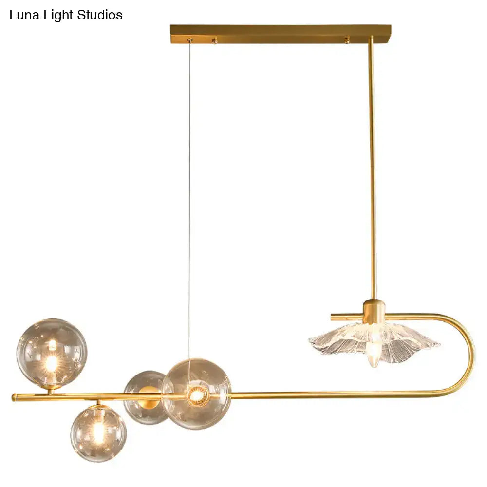 Postmodern suspension lamp with lotus leaf design – dining room gold