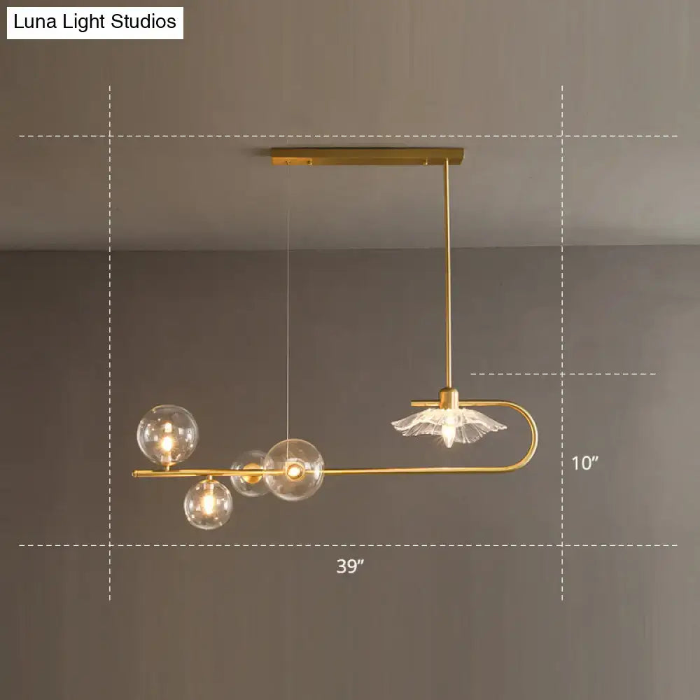 Postmodern suspension lamp with lotus leaf design – dining room gold