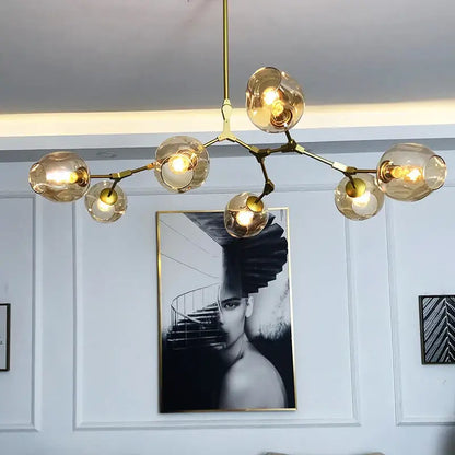 Modern green glass chandelier lighting dining room swirl pendant
