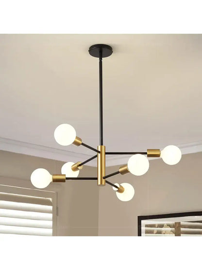 Modern black & brass stylish hanging chandelier dining room light