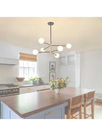 Modern black & brass stylish hanging chandelier dining room light