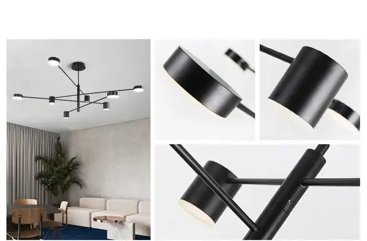 Modern black metal stylish led chandelier for living room