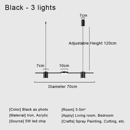 Modern black metal stylish led chandelier for living room