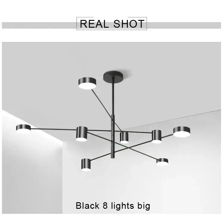 Modern black metal stylish led chandelier for living room