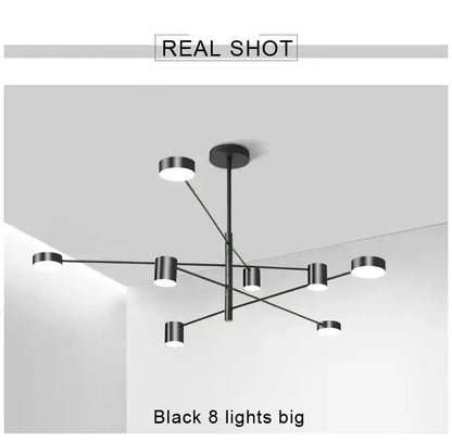 Modern black metal stylish led chandelier for living room