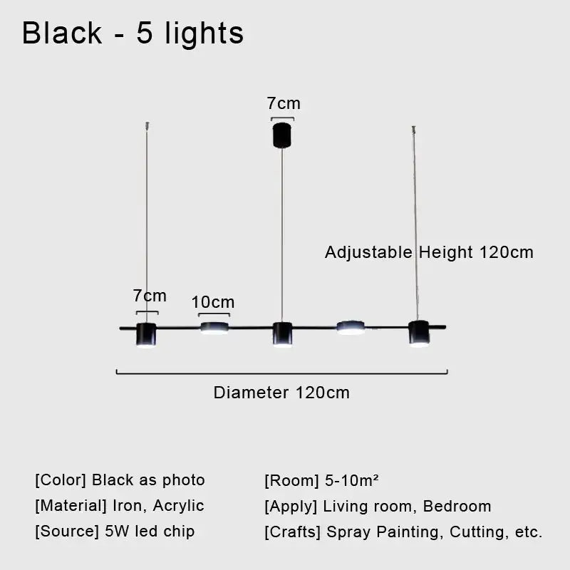 Modern black metal stylish led chandelier for living room