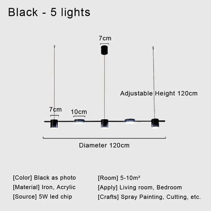 Modern black metal stylish led chandelier for living room