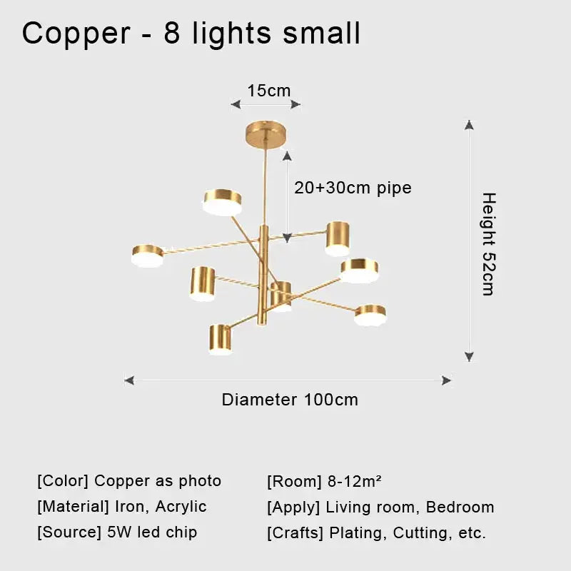 Modern black metal stylish led chandelier for living room
