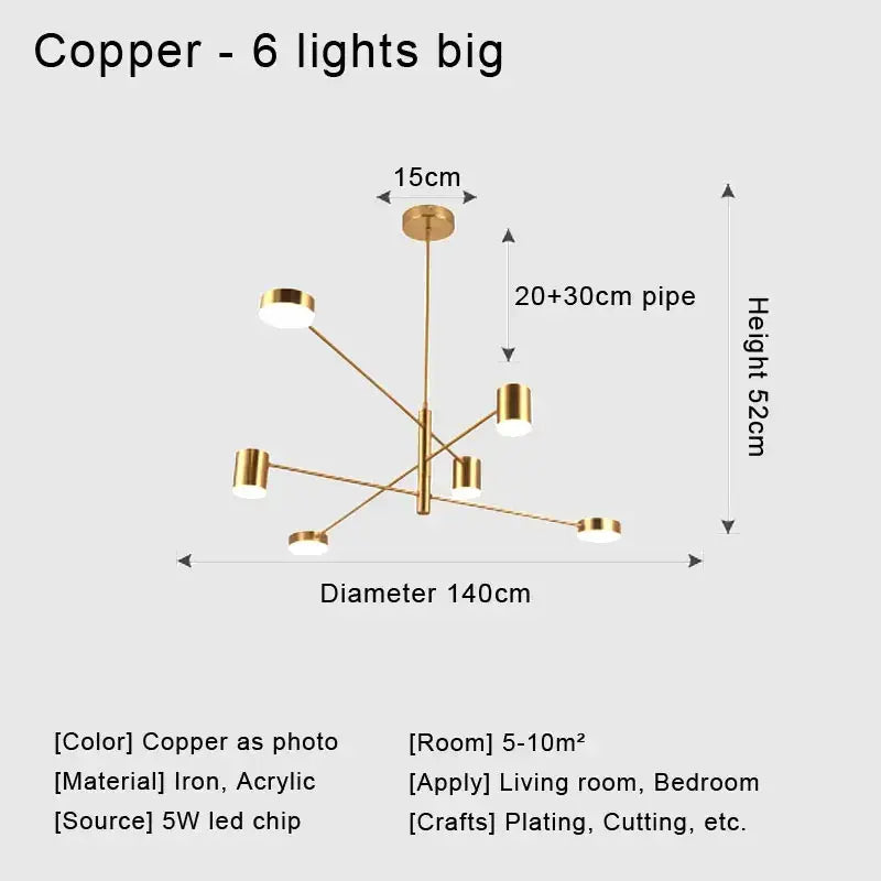 Modern black metal stylish led chandelier for living room
