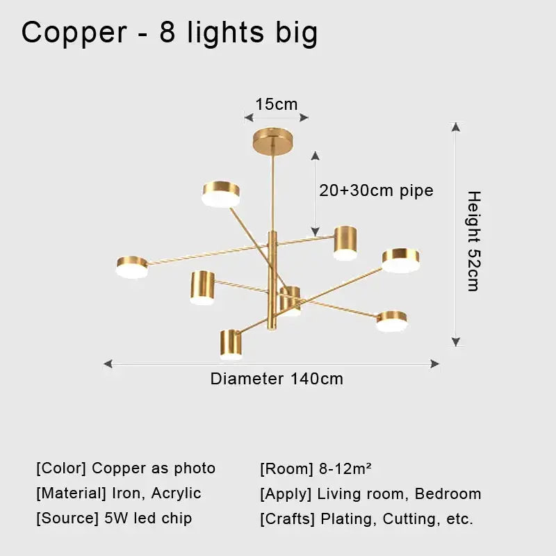 Modern black metal stylish led chandelier for living room