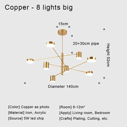 Modern black metal stylish led chandelier for living room
