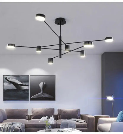 Modern black metal stylish led chandelier for living room