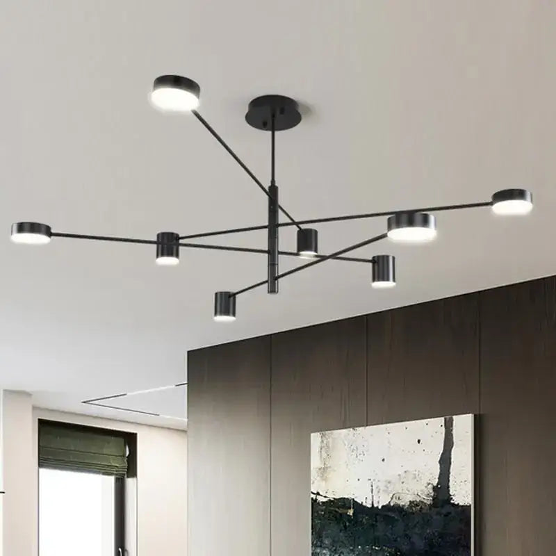 Modern black metal stylish led chandelier for living room