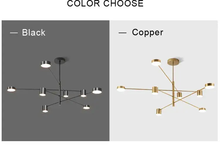 Modern black metal stylish led chandelier for living room