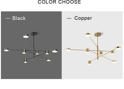 Modern black metal stylish led chandelier for living room