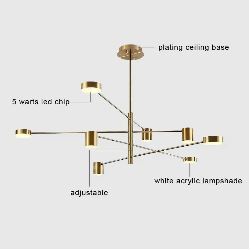 Modern black metal stylish led chandelier for living room