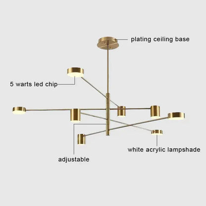 Modern black metal stylish led chandelier for living room