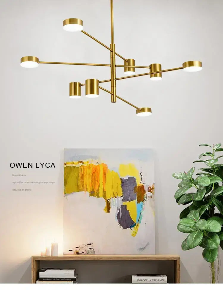 Modern black metal stylish led chandelier for living room