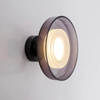 Modern circular gray glass led wall lamp bedroom sconces