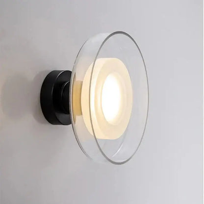 Modern circular gray glass led wall lamp bedroom sconces