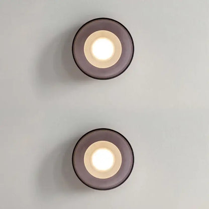 Modern circular gray glass led wall lamp bedroom sconces