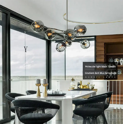 Stylish nordic chandelier with clear glass for dining living room