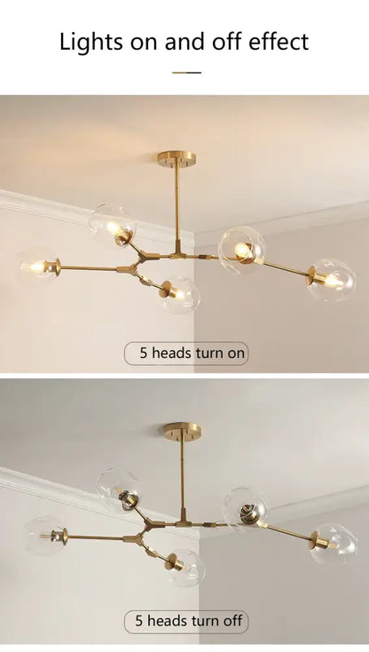 Stylish nordic chandelier with clear glass for dining living room