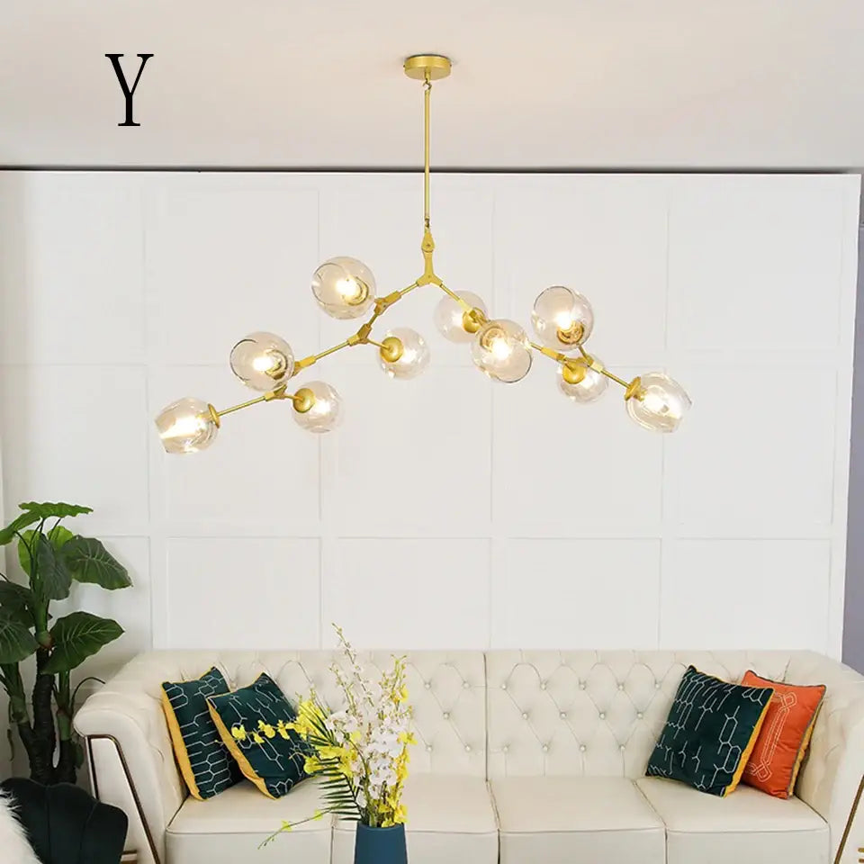 Stylish nordic chandelier with clear glass for dining living room