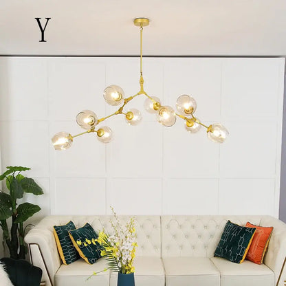 Stylish nordic chandelier with clear glass for dining living room